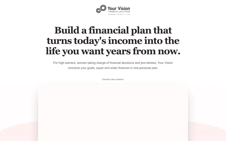 Landing page preview for Your Vision Financial Solutions